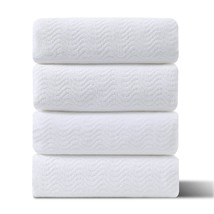 Ultra Soft Bath Towel Set Of 4, White Extra Large Textured Microfiber Luxury Tow - £55.35 GBP