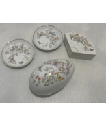 4pc Avon Butterfly Fine Porcelain 2pc Saucer 1 Lg Egg and Fan Jewelry Di... - €36,59 EUR