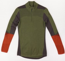 Smartwool Intraknit 200  1/4 Zip Pullover Mens Small Green Orange Gray Wool - £27.76 GBP