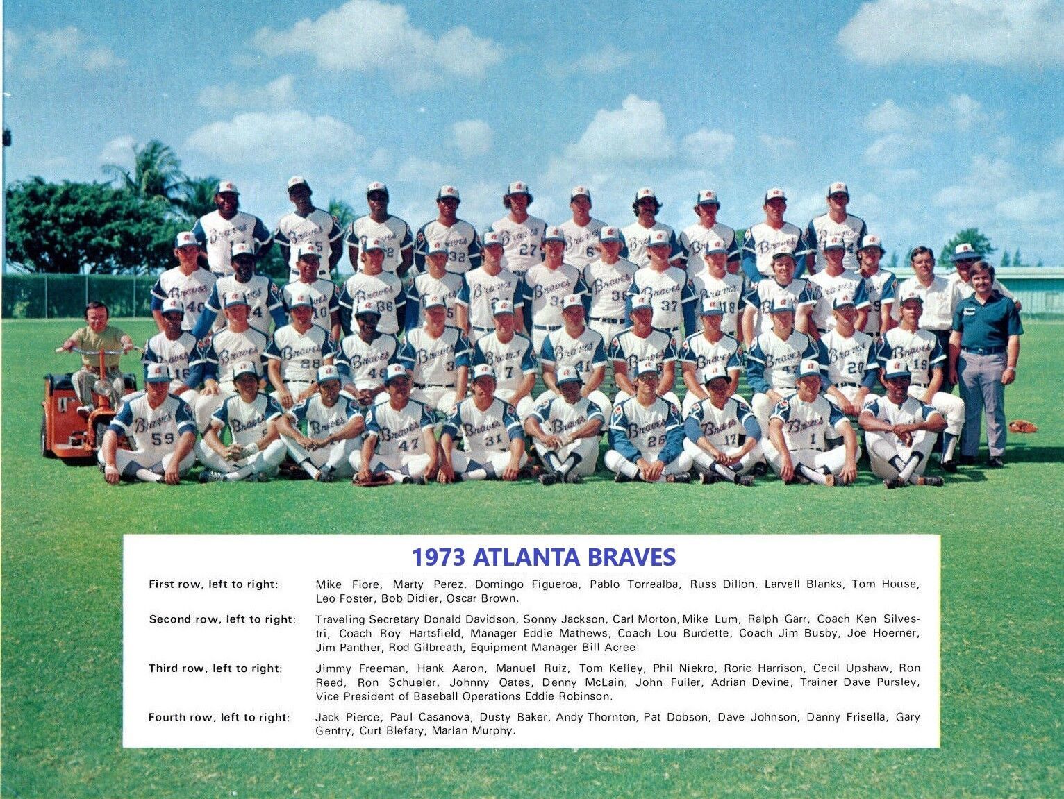 Primary image for 1973 ATLANTA BRAVES 8X10 TEAM PHOTO BASEBALL PICTURE MLB