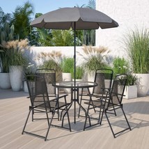 Flash Furniture Nantucket 6-Piece Patio 31.25&quot;W x 31.25&quot;D x 28&quot;H, Black  - £305.10 GBP