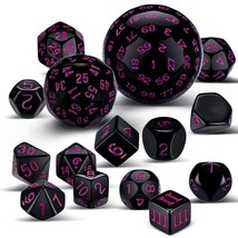 15 Pieces Complete Polyhedral D3-D100 Spherical Rpg Dice Set In Opaque Black, 10 - £15.97 GBP