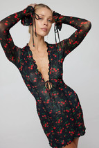 Resa Sloane Mini Dress in Rosette Womens Size M Floral Sheer Flared Ruffle - $49.50