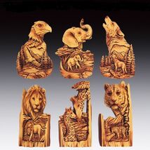 Wood Like Animal Magnet 6 Piece Set 3.2 Inch Brown - $19.78
