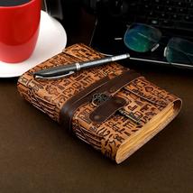 Handmade Personal Leather Bound Diary/Notepad With Antique Brass Key Clo... - $50.00