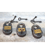 3 Alcatraz Cast Iron Locks &amp; Keys Antique Finish FULL SIZE FUNCTIONAL Me... - €52,09 EUR