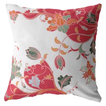 20&quot; Red White Garden Indoor Outdoor Throw Pillow - £56.60 GBP