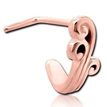 14K Rose Vergoldet Silber Filigran Design L-BEND Nase Ring Nieten Pin 20 Anzeige - £38.68 GBP