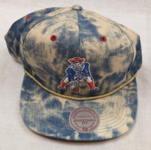 New England Patriots Acid Wash Denim Mitchell &amp; Ness Hat Snapback Cap NEW - £39.65 GBP