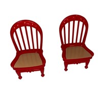 Fisher Price Loving Family Dollhouse Grand Mansion 2 Red Kitchen Table Chairs - $9.99