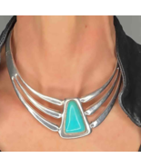 32ct UNTREATED Natural Turquoise Silver Chocker Necklace ! AMAZING ! OFFeR! - $38,285.10 MXN