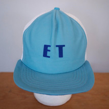 Vintage 80s ET Velour Flocked Mesh Trucker Cap Hat One Size Adjustable Snapback - £23.66 GBP