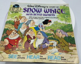 Walt Disney&#39;s Vintage Snow White And Seven Dwarfs Story Book And Record 1977 - £8.29 GBP