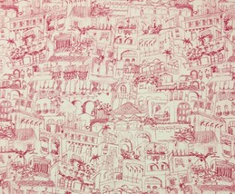 Ballard Designs Almeria Pink City Toile Motif Multipurpose Fabric 1.75 Yard 54&quot;W - £22.37 GBP