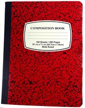 Composition Note Book, 100 Sheets, 9.75&quot; x 7.5&quot;, Wide Ruled, Red Black Marble - £10.22 GBP