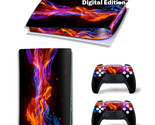 For PS5 Digital Edition Console &amp; 2 Controller Burning Orange Vinyl Wrap... - £13.56 GBP