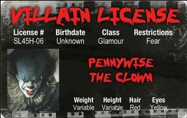 Pennywise The Clown IT License ID Driver Horror Movie Stephen King Penny... - £7.00 GBP