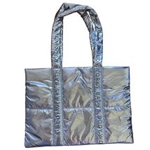 Bath &amp; Body Works Bling Shine Metallic Silver Puffer Tote Bag New - $23.75