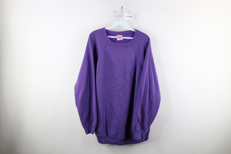Vintage 80s Hanes Womens 2XL XXL Distressed Blank Crewneck Sweatshirt Pu... - $33.62