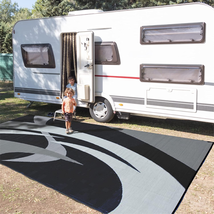 Camping Mat Plastic Straw Rug Large Floor For Outdoors Black And White NEW - £135.81 GBP