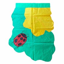 Vintage Yard Flag Banner Ladybug Summer Garden Green Nylon 29x40in - $9.60