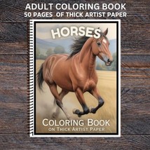 Horses - Spiral Bound Adult Coloring Book - Thick Artist Paper - 50 pages - £22.37 GBP