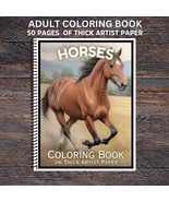 Horses - Spiral Bound Adult Coloring Book - Thick Artist Paper - 50 pages - $30.00