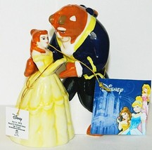 Disney&#39;s Beauty and the Beast Dancing Ceramic Salt and Pepper Shakers Se... - $43.53
