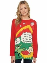 Whoopi Unisex Crew-Neck Long-Sleeve Christmas Pullover Sweater Size S RED - £31.28 GBP