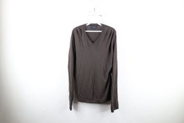 Banana Republic Mens Size Large Blank Silk Cashmere Knit V-Neck Sweater Brown - £35.56 GBP