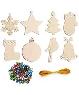 QSDGFH 48pcs Wooden Christmas Ornaments, Unfinished Predrilled Wood Hang... - $112.94 CAD