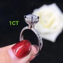 Passed Diamond Test 1CT 2CT Moissanite Diamond Ring Super White 925 Sterling Sil - £88.03 GBP
