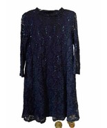Tiana B Lace  Sequence Navy Blue Long Sleeve Lined  Dress size 8 - £31.60 GBP
