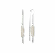 Stick Freshwater Pearl Long Threader Drop Earrings 925 Silver Women Jewelry Gift - £89.87 GBP