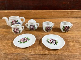 Vintage Miniature Tea Set Pink and Blue Flower Replacement Pieces Mini T... - £15.49 GBP