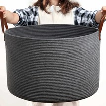 Large Gray Baby Storage Basket, Big Woven Laundry Baskets For Toy, Blank... - £33.81 GBP