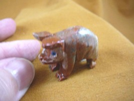 (Y-PIG-ST-18) PIG red carving baby pigs piglet SOAPSTONE PERU FIGURINE p... - $8.59