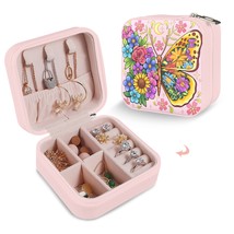 Leather Travel Jewelry Storage Box - Portable Jewelry Organizer - Flora Fly - £12.33 GBP