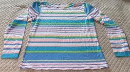Lilly Pulitzer Aleah Paradise stripe top womens size M multi colored boa... - $29.98