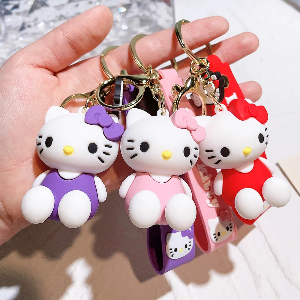 Hello Kitty Keychain Cartoon Doll Ornaments Sanrio Kawaii Kt Pvc Soft Rubber - £6.43 GBP