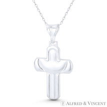 Modern Design Cross &amp; Jesus Silhouette Solid Italy .925 Sterling Silver Pendant - £14.61 GBP+
