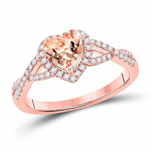 10kt Rose Gold Womens Heart Morganite Diamond Fashion Ring 1-1/4 Cttw - £442.38 GBP