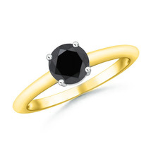 0.25 Carat 14K Yellow Gold Diamond Black 4 Prong Solitaire Engagement Ring - $212.65