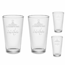 SET of 4 Washington Capitals 2018 Champions Beer Pub Pint Glasses Etched  - £28.95 GBP