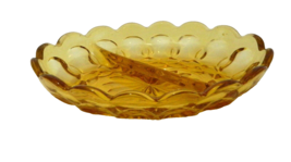 Anchor Hocking Fairfield Amber Two Part Divided Relish Dish Scalloped Edge - £11.74 GBP