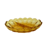 Anchor Hocking Fairfield Amber Two Part Divided Relish Dish Scalloped Edge - $14.73