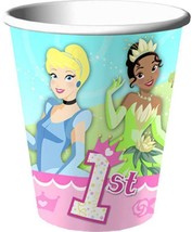 Disney 1st Princess Birthday Party 9 oz Paper Cups 8 Per Package New - £2.89 GBP