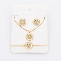 Hot Sale 26 Letters Jewelry Sets Necklace+Earrings+Bracelet For Women Initial Al - £16.96 GBP