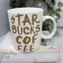 Starbucks 14.2 oz Coffee Mug Tea Hot Chocolate White Gold Graffiti Lette... - £9.81 GBP