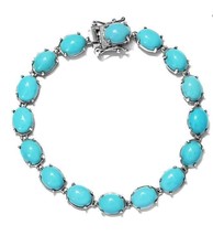 Turquoise Bracelet in Platinum Over Sterling Silver (7.25 In) 8.25 Grams - £96.43 GBP